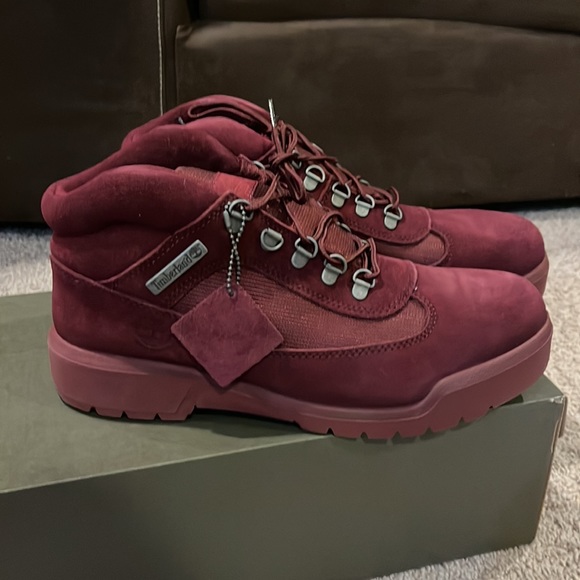 Timberland Field Boots F/L WP burgundy suede new waterproof Mens Size 10.5 - Picture 3 of 16